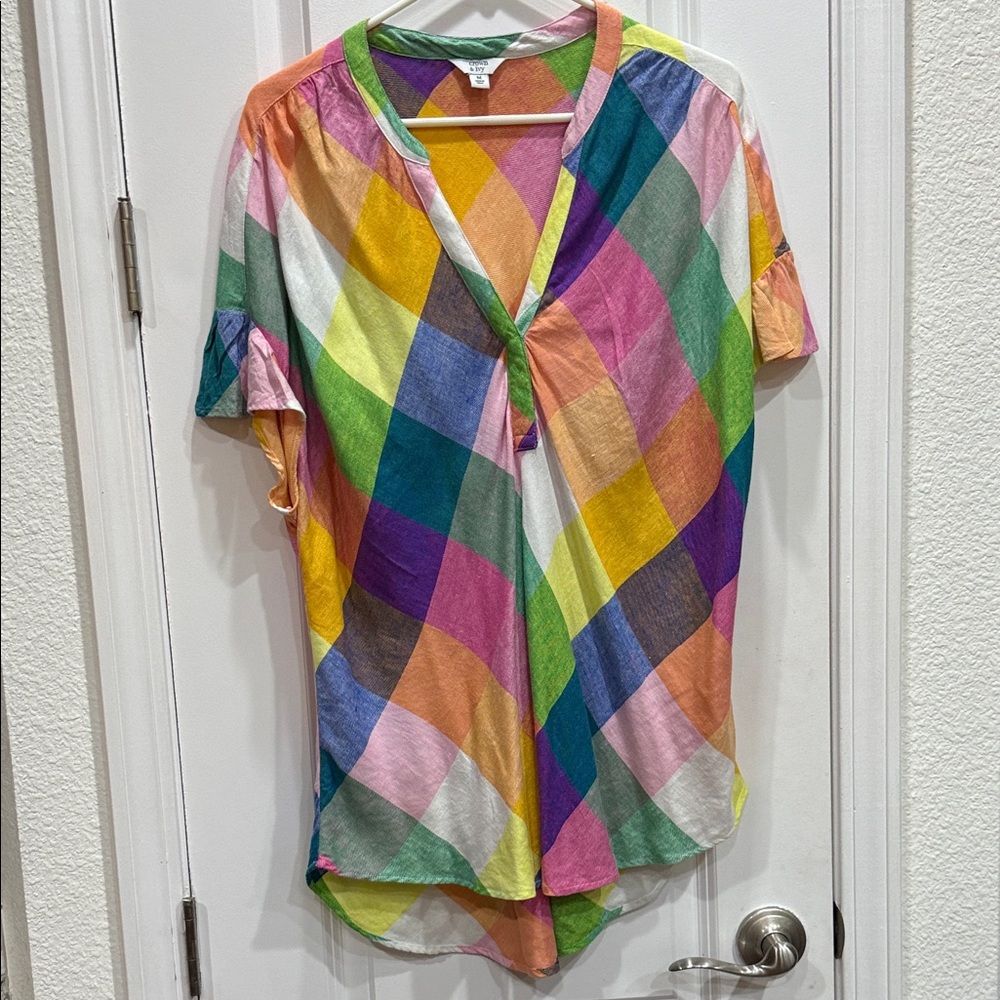 Crown & Ivy Colorful Checkered Blouse